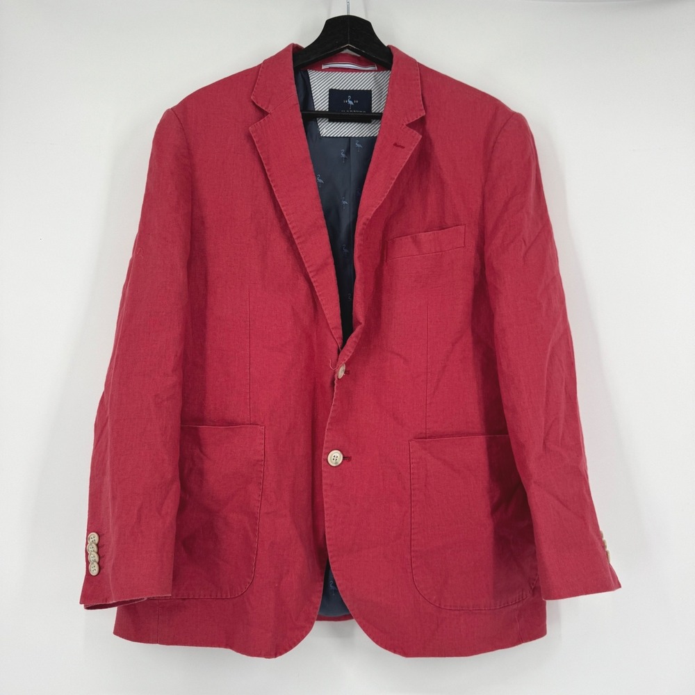 Tailorbyrd Collection Mens 40S Pink Linen Blazer Sport Coat Flamingo Lining